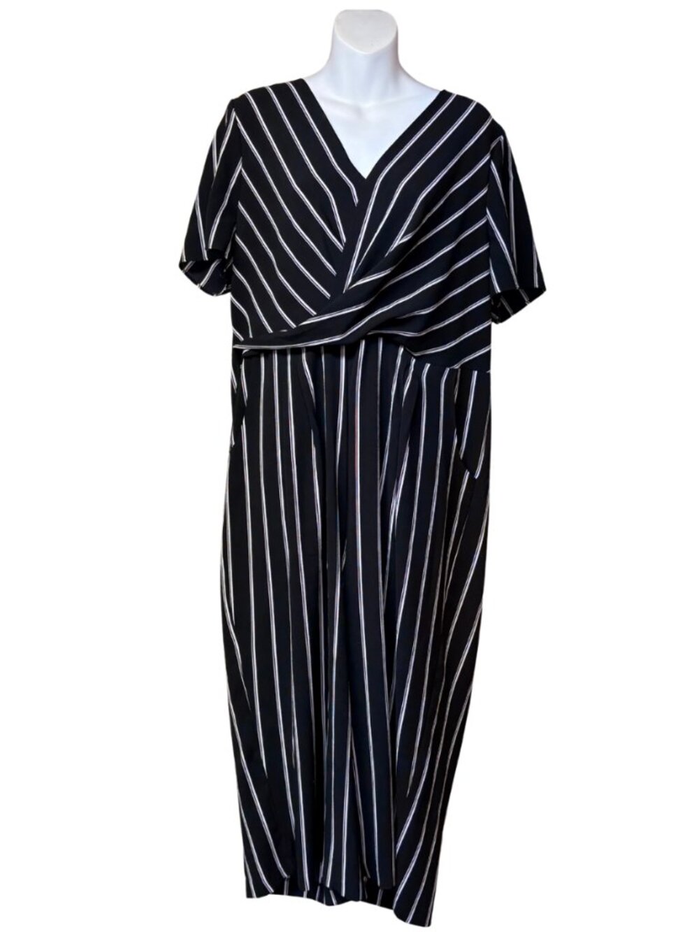 Reitmans Black and White Striped Jumpsuit